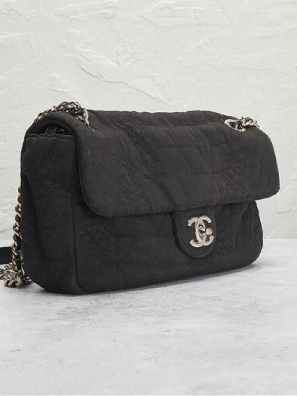 Chanel Camellia Flap Bag Denim Black 2011